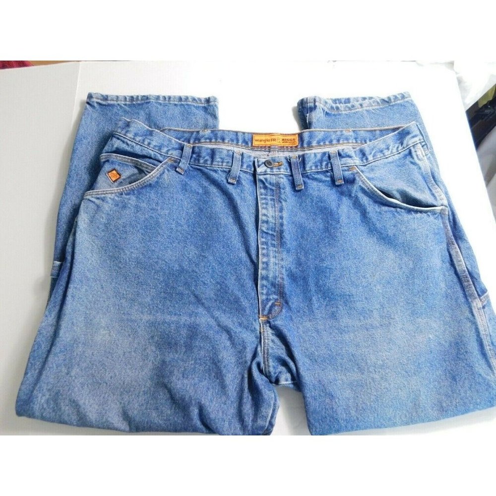 Wrangler FR Flame Resist Blue Denim Jeans Mens 46x30 ARC Rating 23.7 Carptener